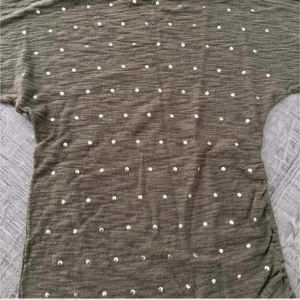 EXPRESS Women Sweater  XS(0-2) Pullover Cotton Rayon‎ Rivet, Boat Neck Green - Picture 4 of 7